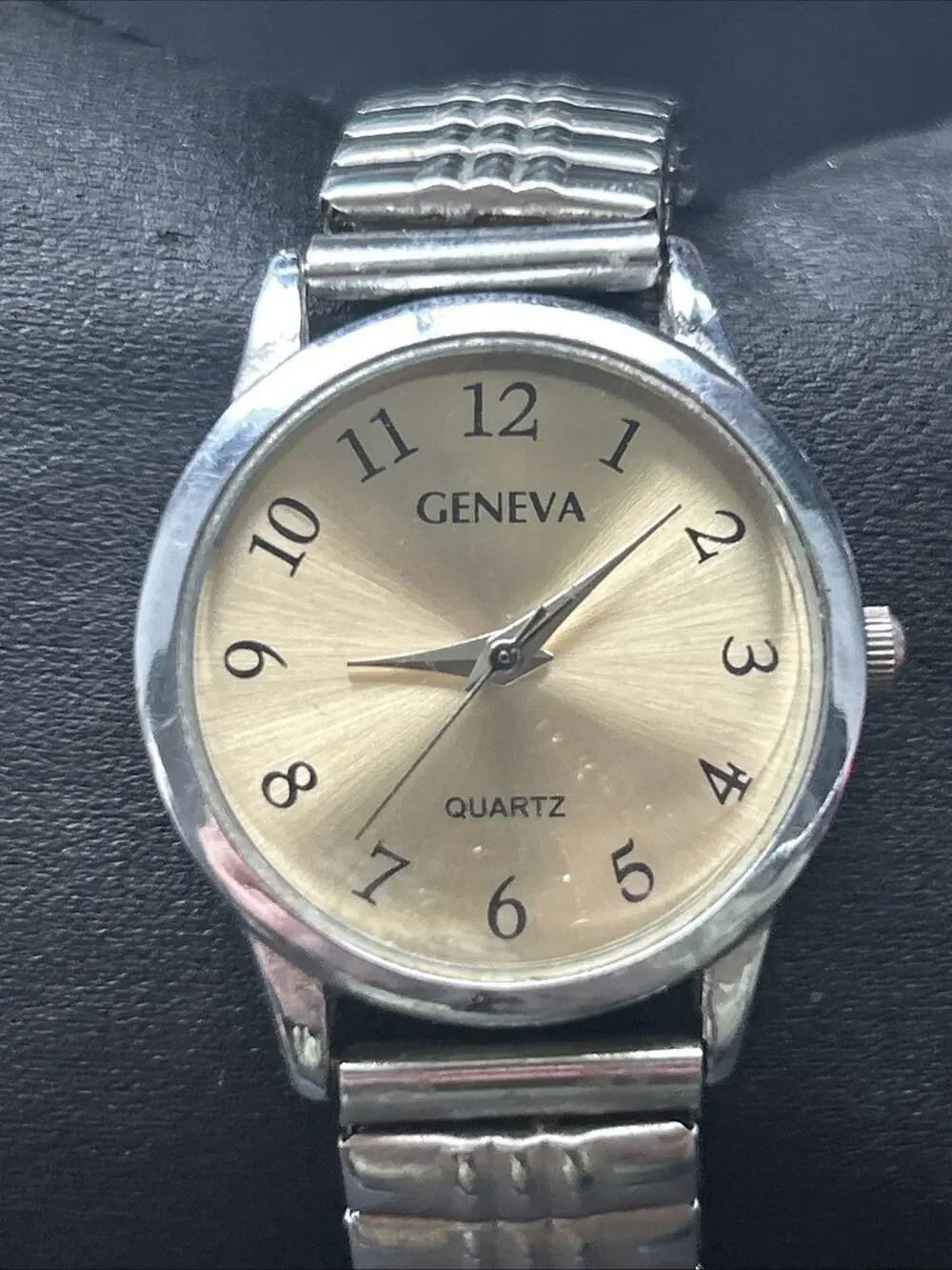 Geneva Gold Tone Dial Silver Case Women’s Quartz Watch